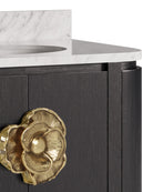 Meuble-lavabo Currey and Company 3800-0017 Briallen 36 po avec lavabo ovale encastré, coloris Caviar Noir/Naturel/Blanc/Laiton antique clair