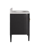 Meuble-lavabo Currey and Company 3800-0017 Briallen 36 po avec lavabo ovale encastré, coloris Caviar Noir/Naturel/Blanc/Laiton antique clair