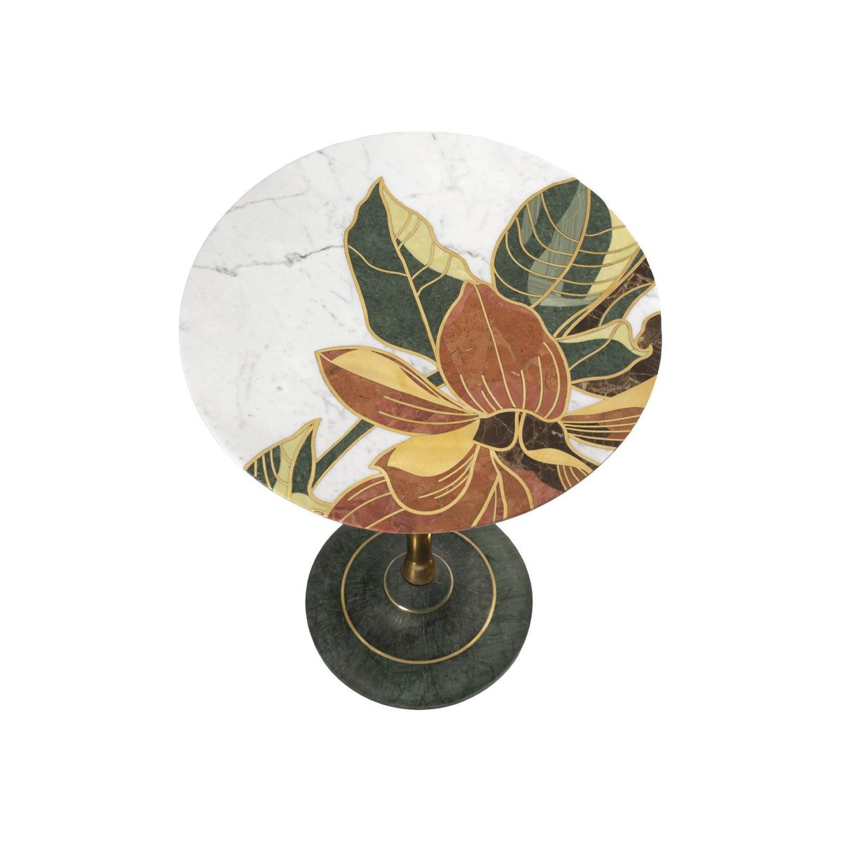 Currey and Company - 4000-0222 - Accent Table - Roselle Stone Inlay Accent Table - Natural / Brass