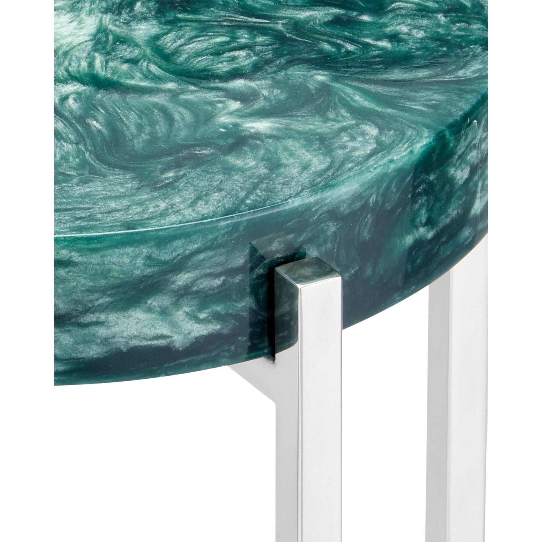 Currey and Company - 4000-0227 - Table basse - Rina - Bleu sarcelle / Nickel poli