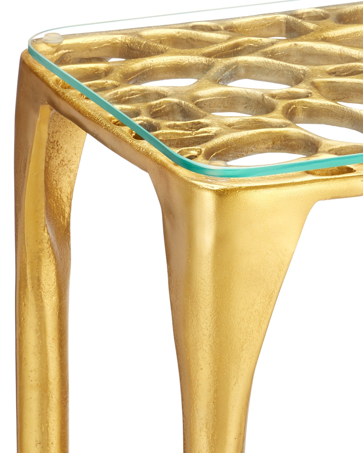 Currey and Company - 4000-0232 - Console Table - Honeycomb - Gold / Clear