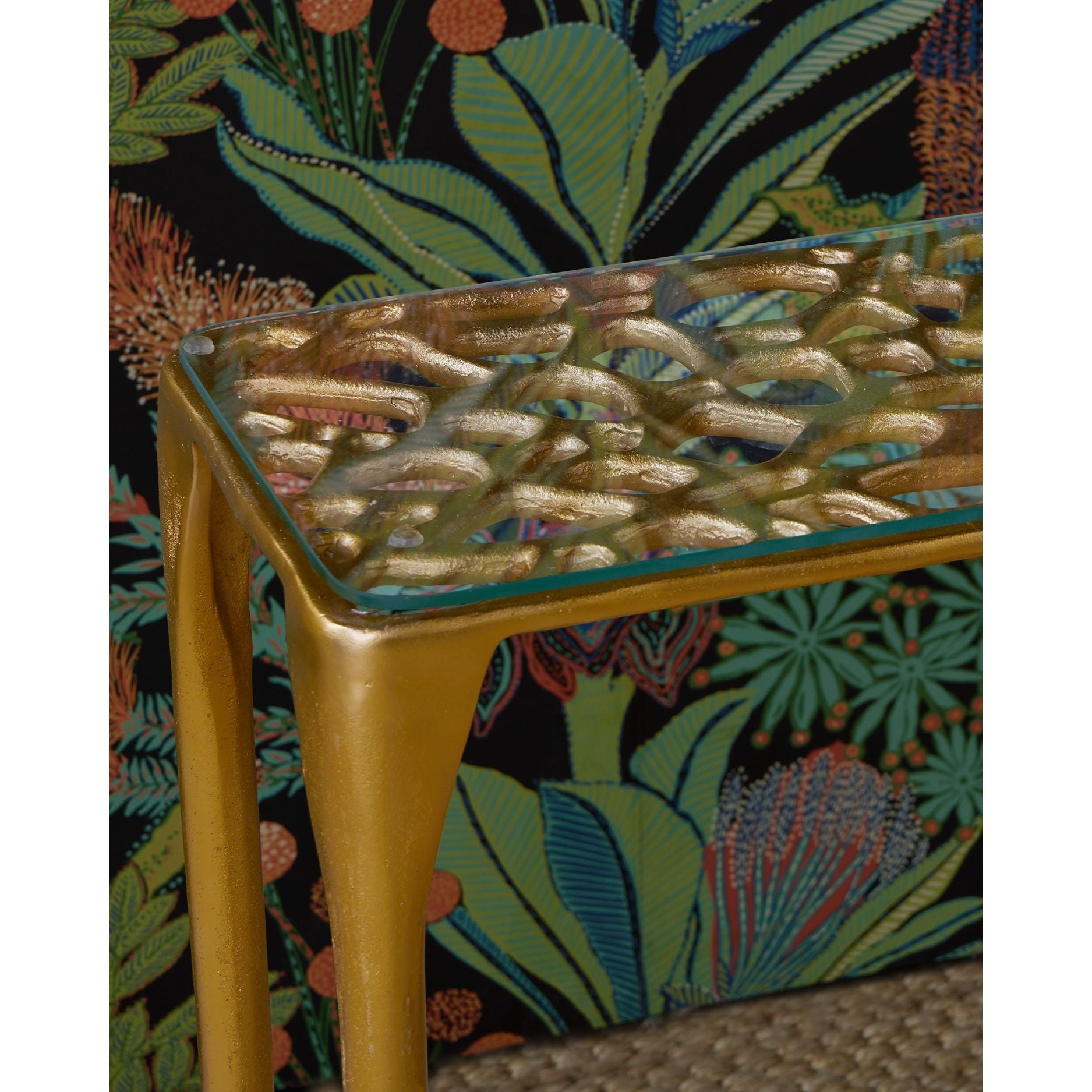 Currey and Company - 4000-0232 - Console - Nid d'abeille - Or / Transparent