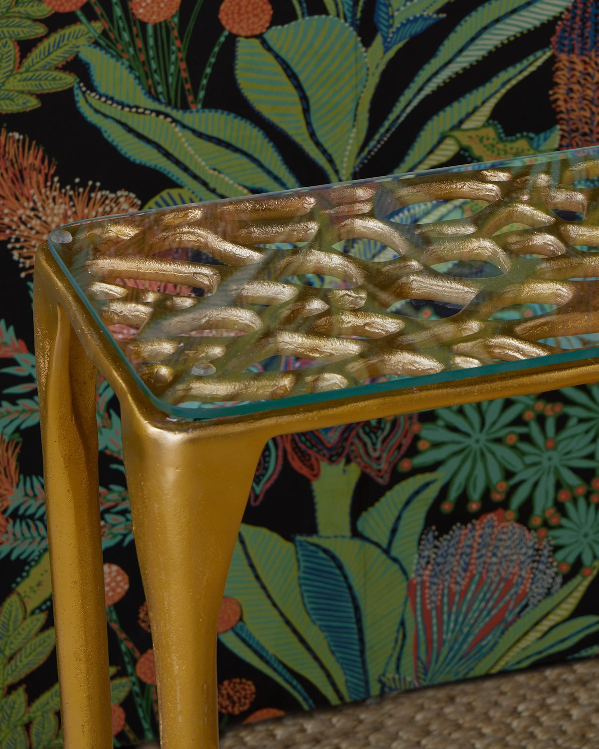 Currey and Company - 4000-0232 - Console - Nid d'abeille - Or / Transparent