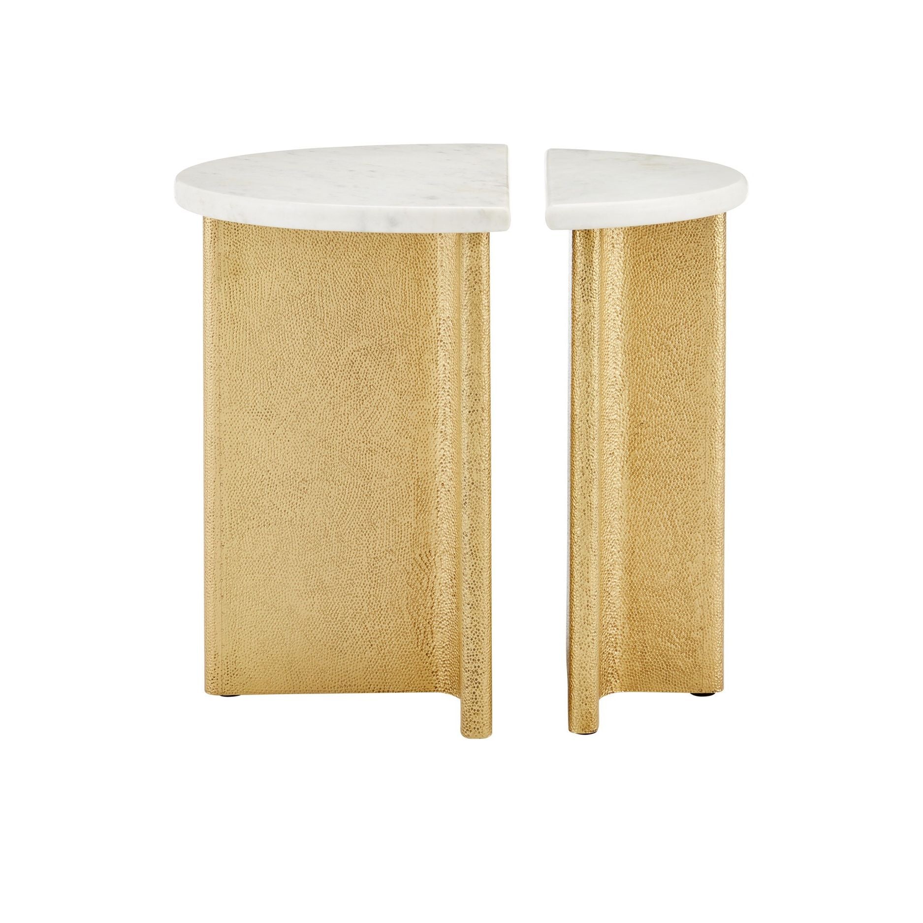 Currey and Company - 4000-0233 - Accent Table - Doublet Marble Accent Table Set of 2 - White / Antique Brass