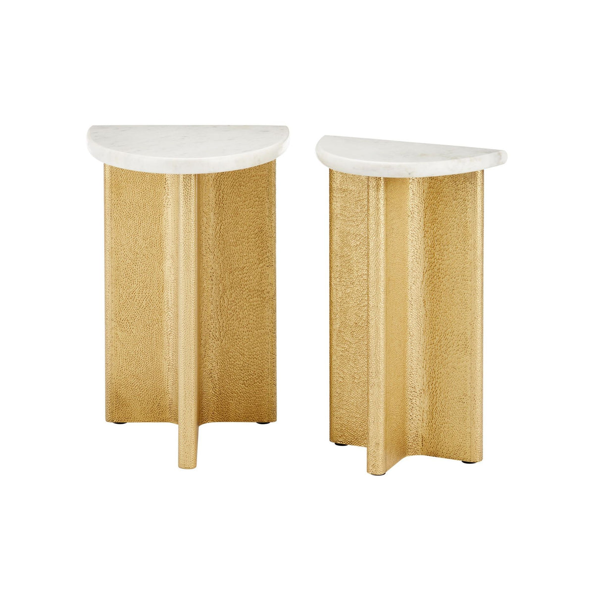 Currey and Company - 4000-0233 - Table d'appoint - Ensemble de 2 tables d'appoint Doublet en marbre - Blanc / Laiton antique