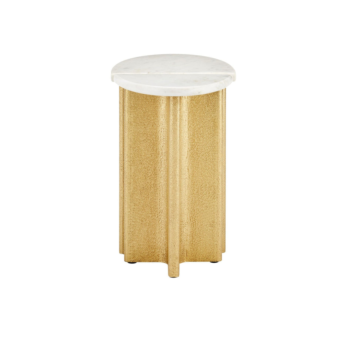Currey and Company - 4000-0233 - Table d'appoint - Ensemble de 2 tables d'appoint Doublet en marbre - Blanc / Laiton antique