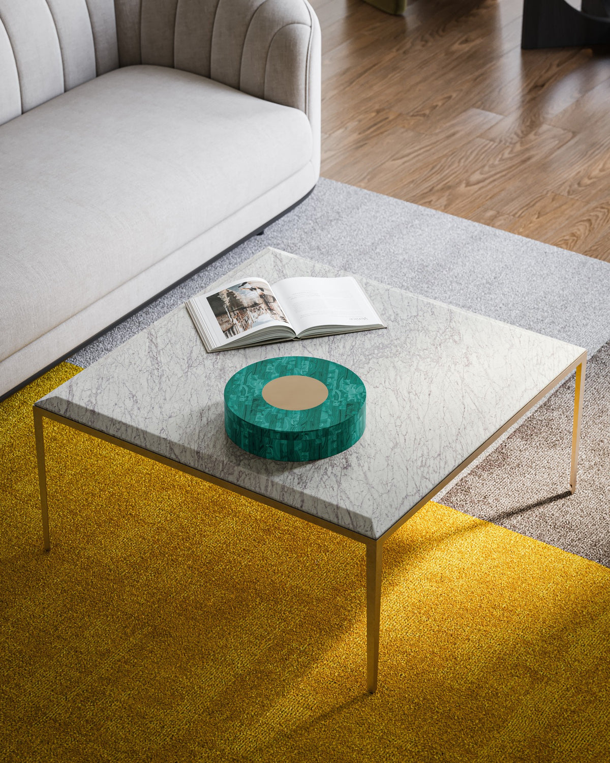 Currey and Company - 4000-0237 - Cocktail Table - Oblique - Natural / Antique Brass