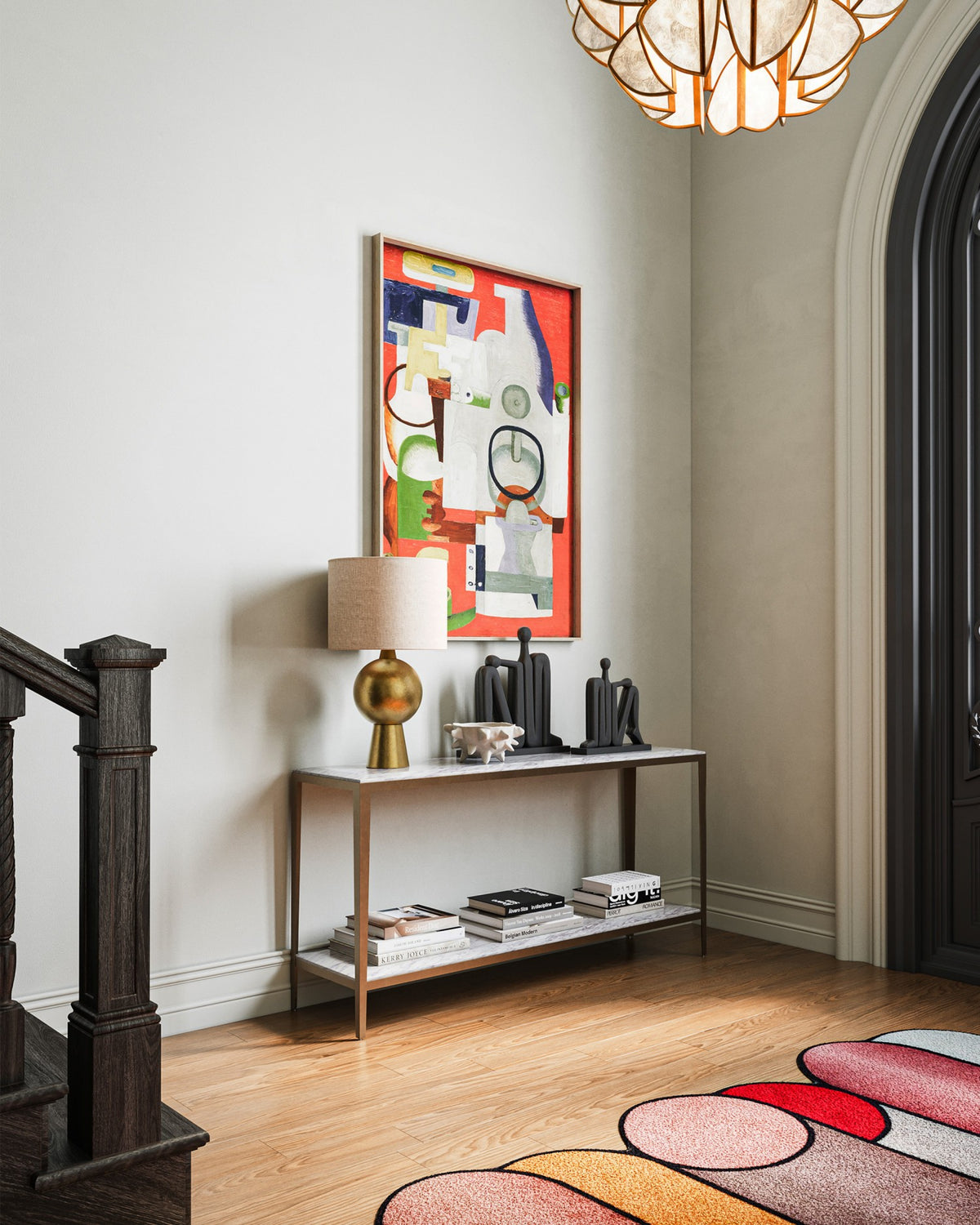 Currey and Company - 4000-0238 - Console Table - Oblique - Natural / Antique Brass