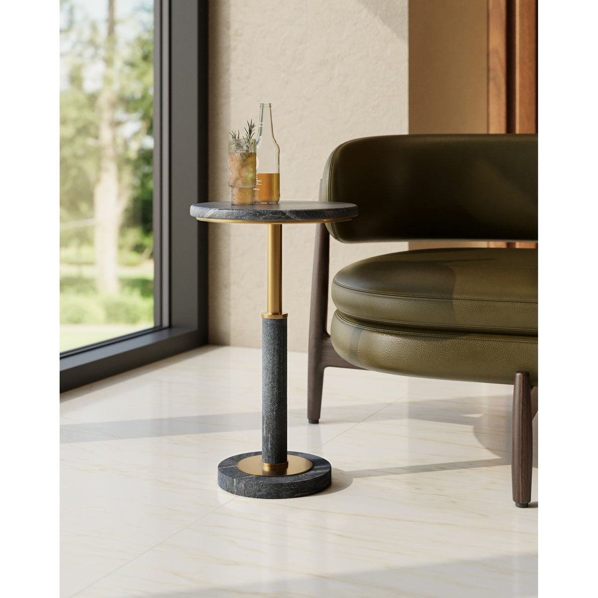 Currey and Company - 4000-0241 - Accent Table - Miles - Natural / Polished Brass