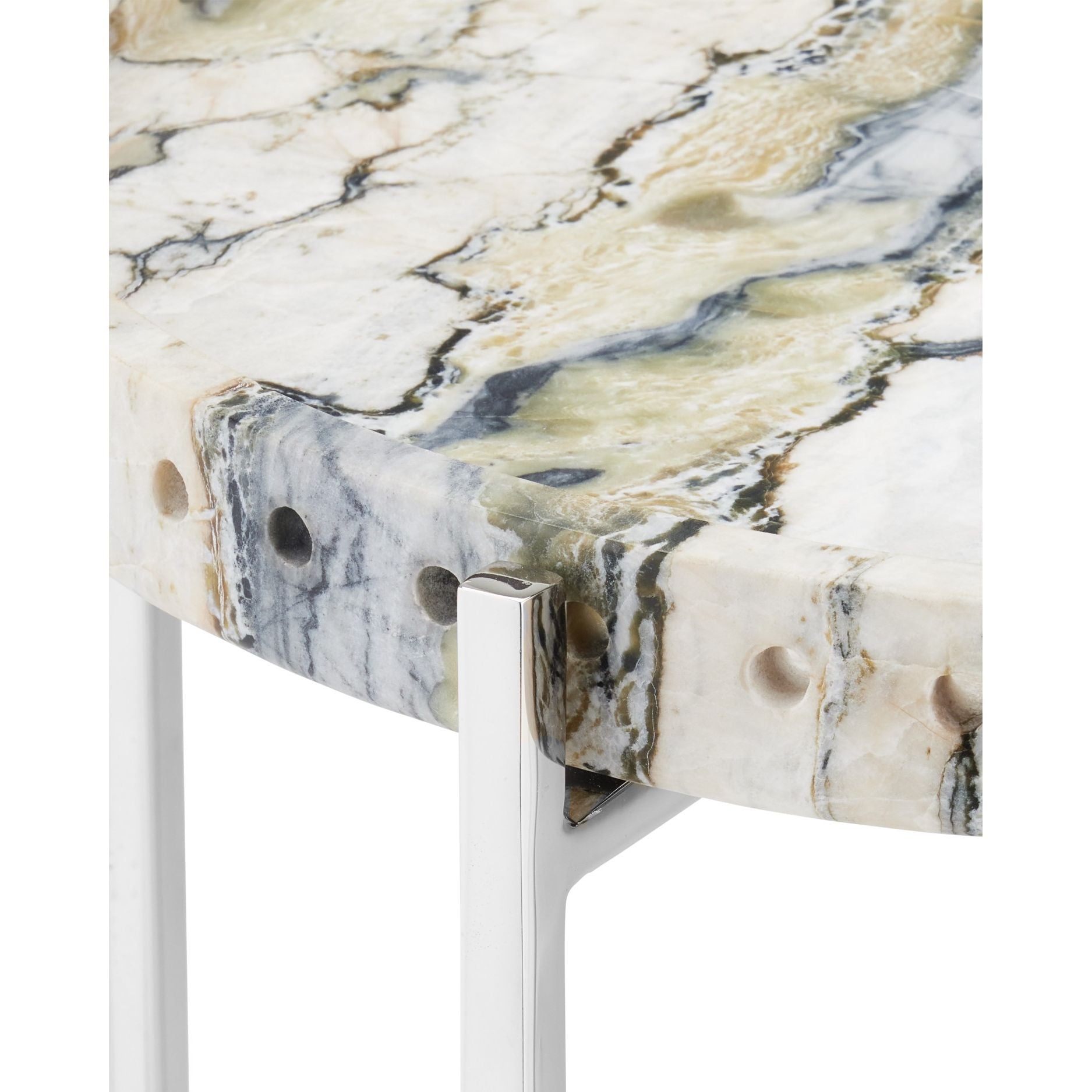 Currey and Company - 4000-0242 - Accent Table - Freya - Natural / Nickel