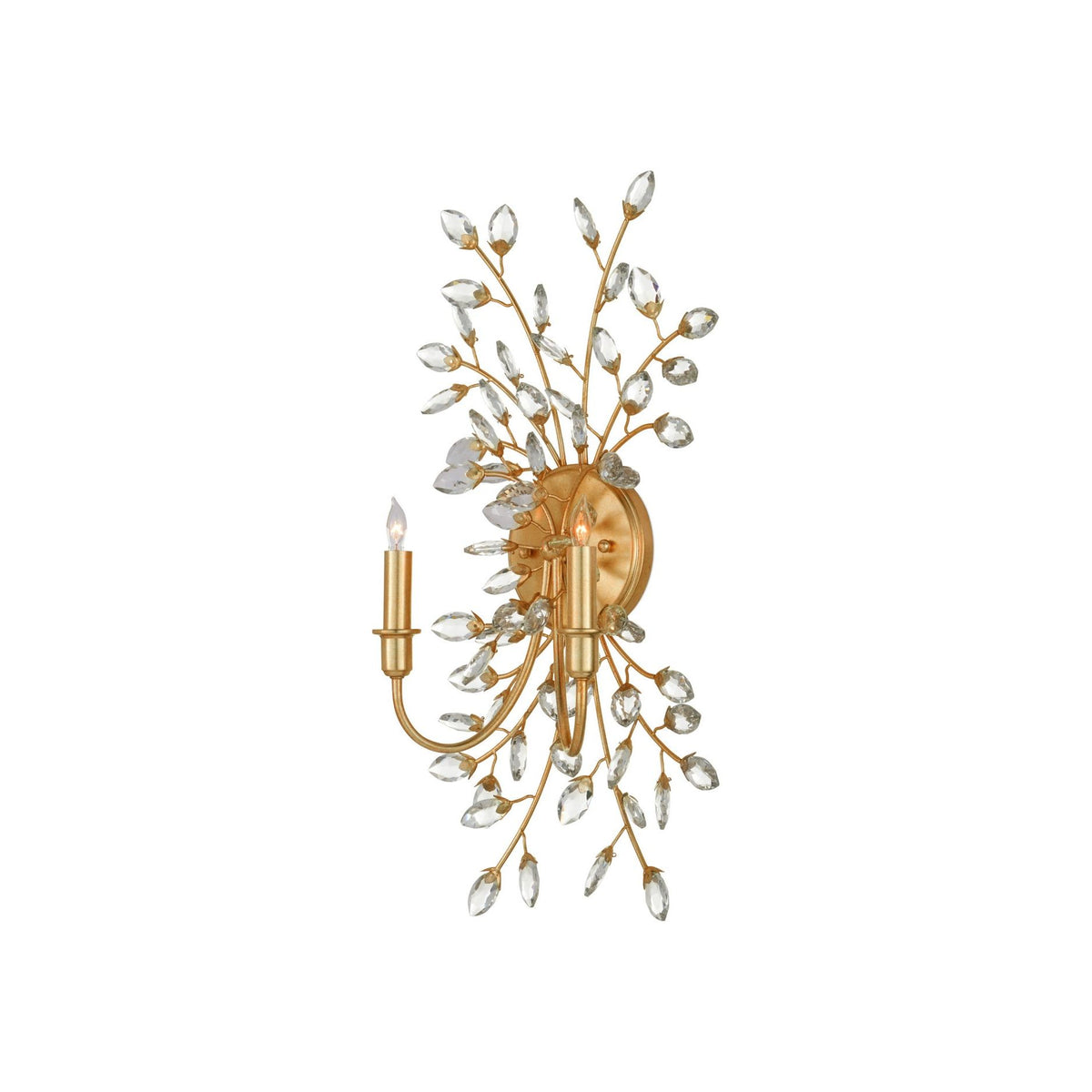 Currey and Company - 5000-0275 - Deux lumières Murale Myosotis - Transparent / Feuille d'or chinoise