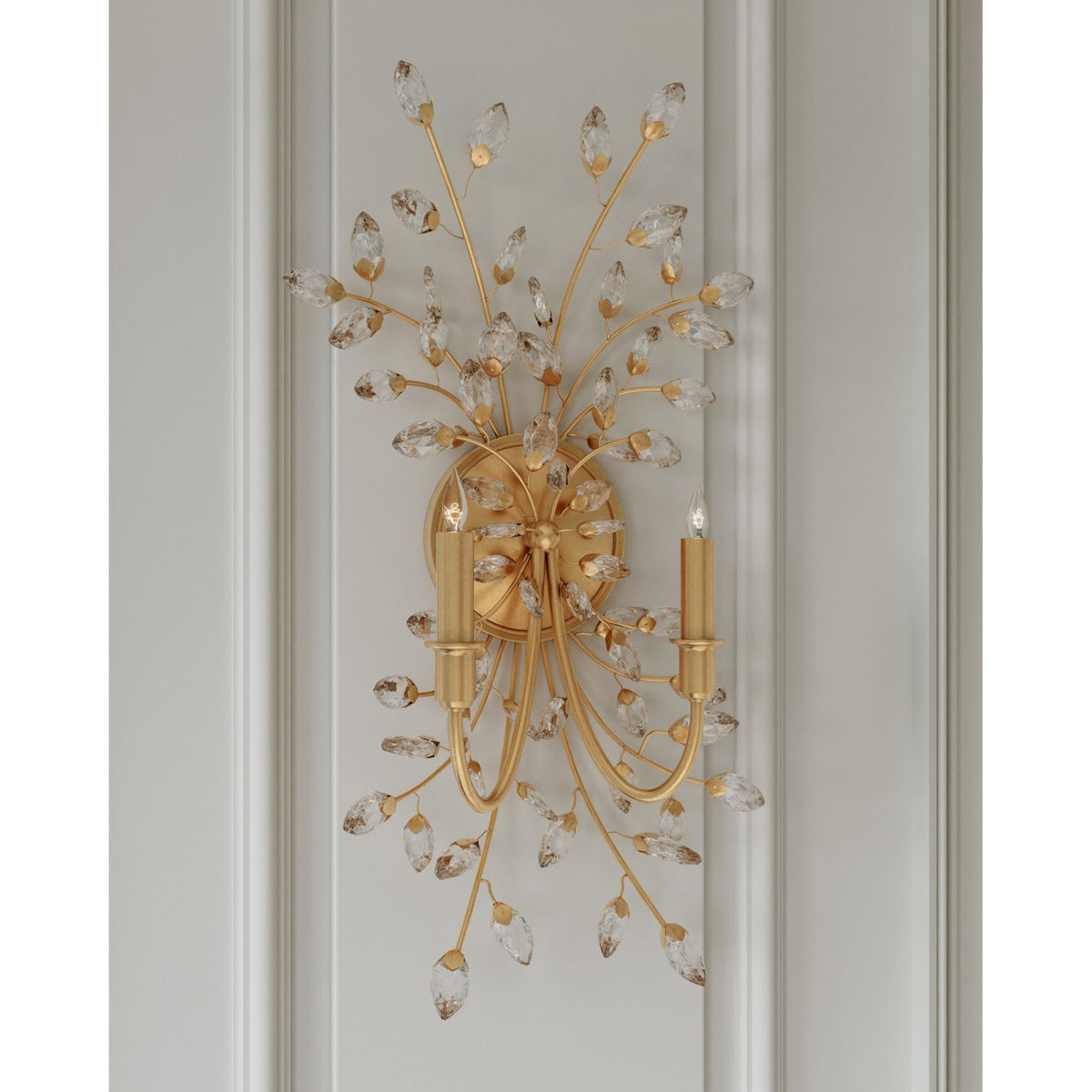Currey and Company - 5000-0275 - Deux lumières Murale Myosotis - Transparent / Feuille d'or chinoise