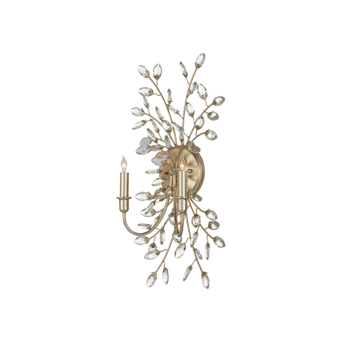 Currey and Company - 5000-0276 - Deux lumières Murale Myosotis - Feuille transparente/argentée