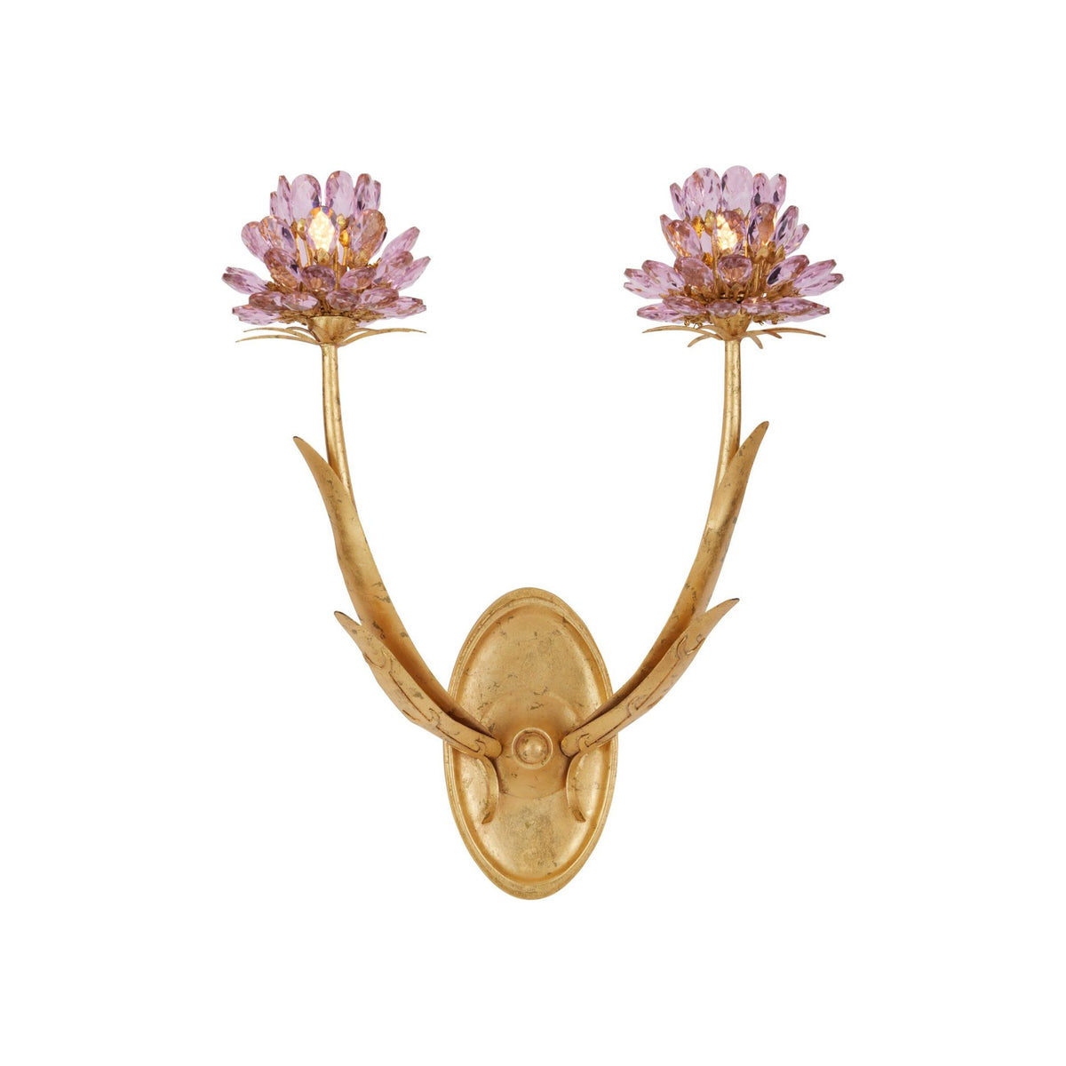Currey and Company - 5000-0278 - Two Light Wall Sconce - Marilee - Pink / Dutch Gold Leaf