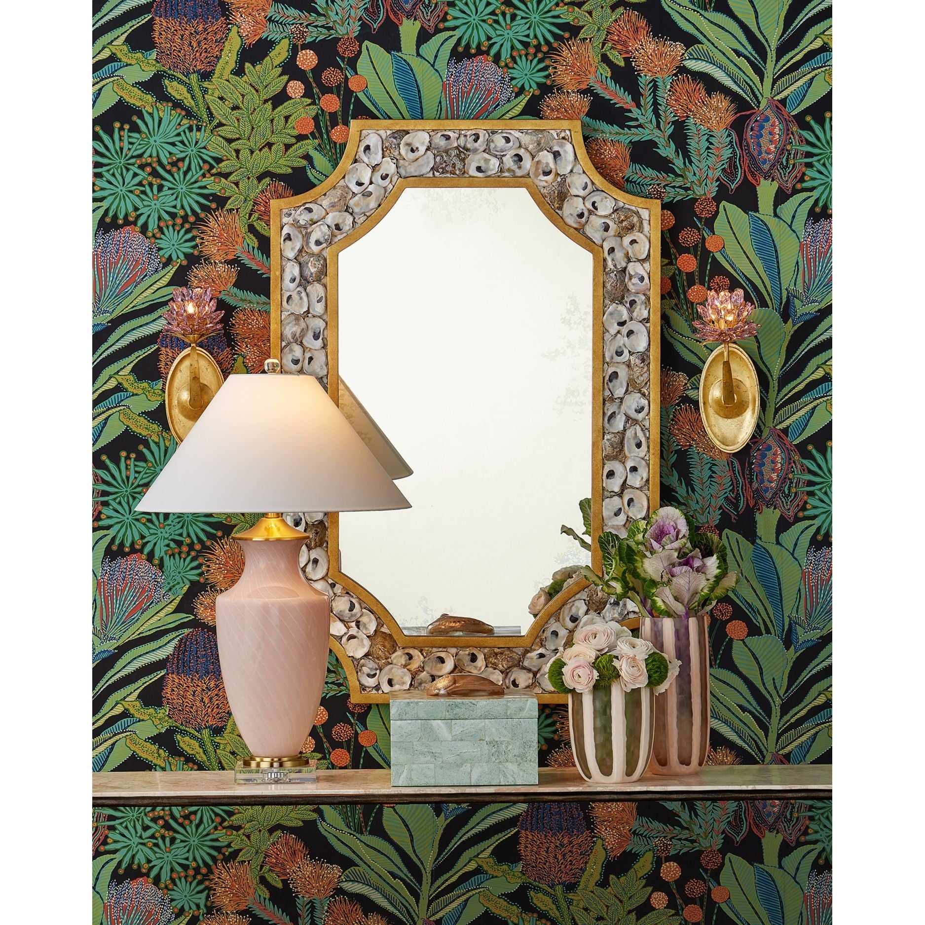 Currey and Company - 5000-0279 - Une lumière Murale - Marilee - Feuille rose / or hollandais