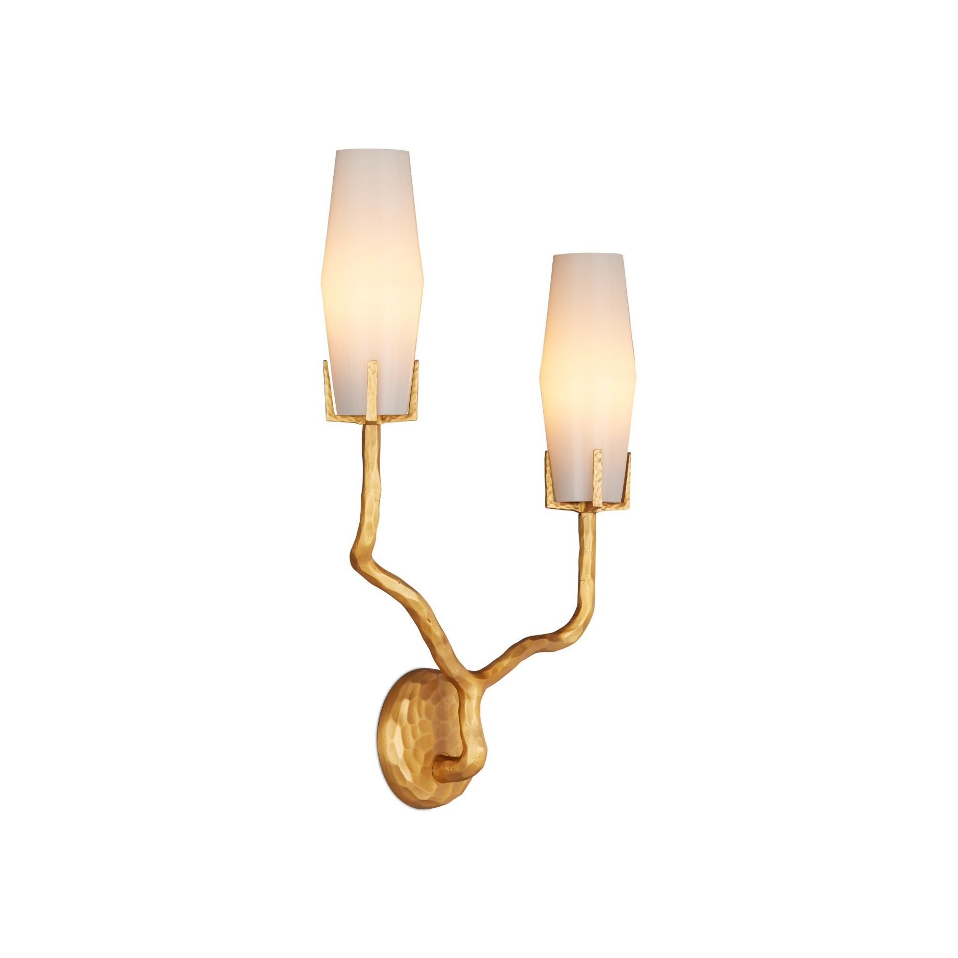 Currey and Company - 5000-0285 - Two Light Wall Sconce - Mathilda - White / Matte Gold