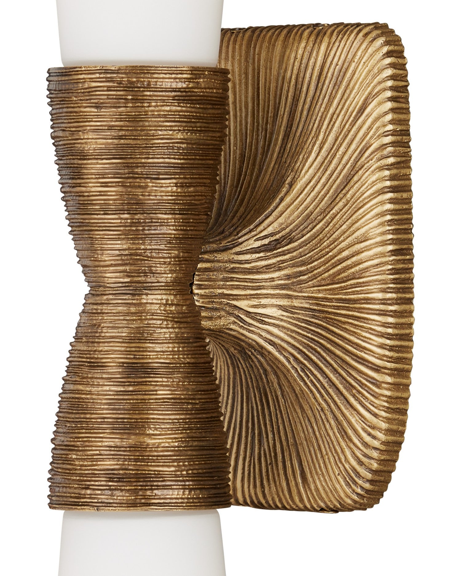 Currey and Company - 5800-0065 - Two Light Wall Sconce - Burrows - Opaque White / Antique Brass