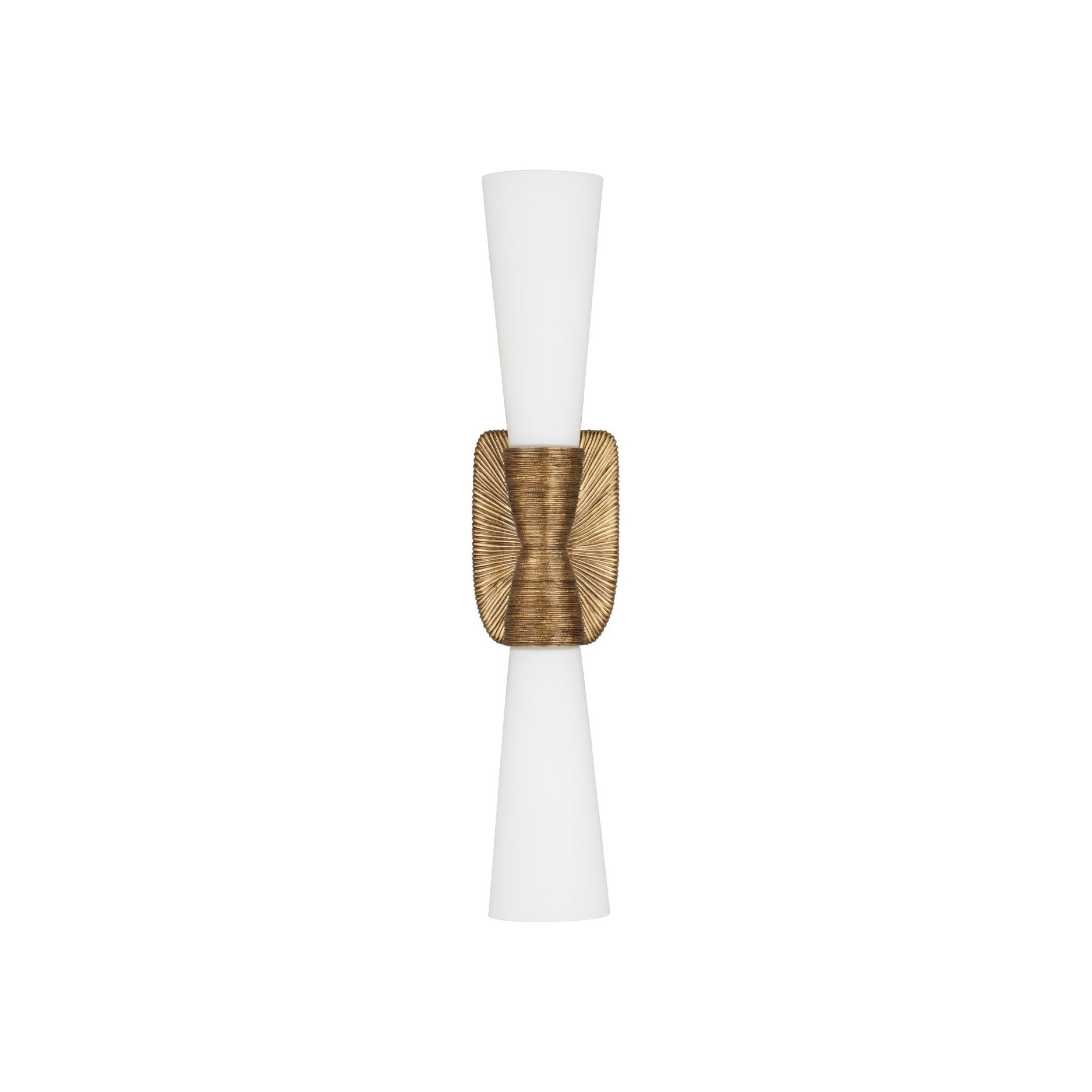Currey and Company - 5800-0065 - Deux lumières Murale - Burrows - Blanc opaque / Laiton antique