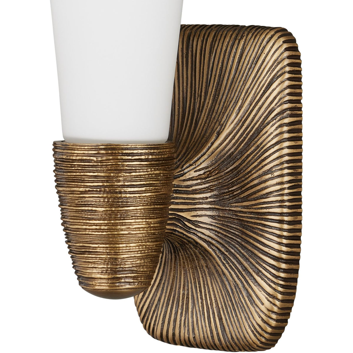 Currey and Company - 5800-0067 - One Light Wall Sconce - Bonaz - Opaque White / Antique Brass