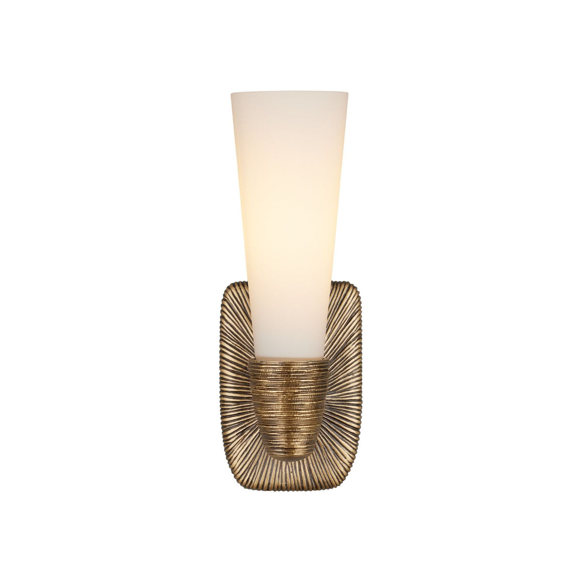 Currey and Company - 5800-0067 - One Light Wall Sconce - Bonaz - Opaque White / Antique Brass