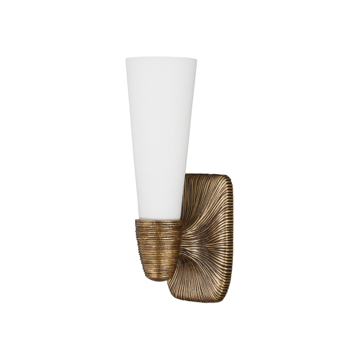 Currey and Company - 5800-0067 - One Light Wall Sconce - Bonaz - Opaque White / Antique Brass
