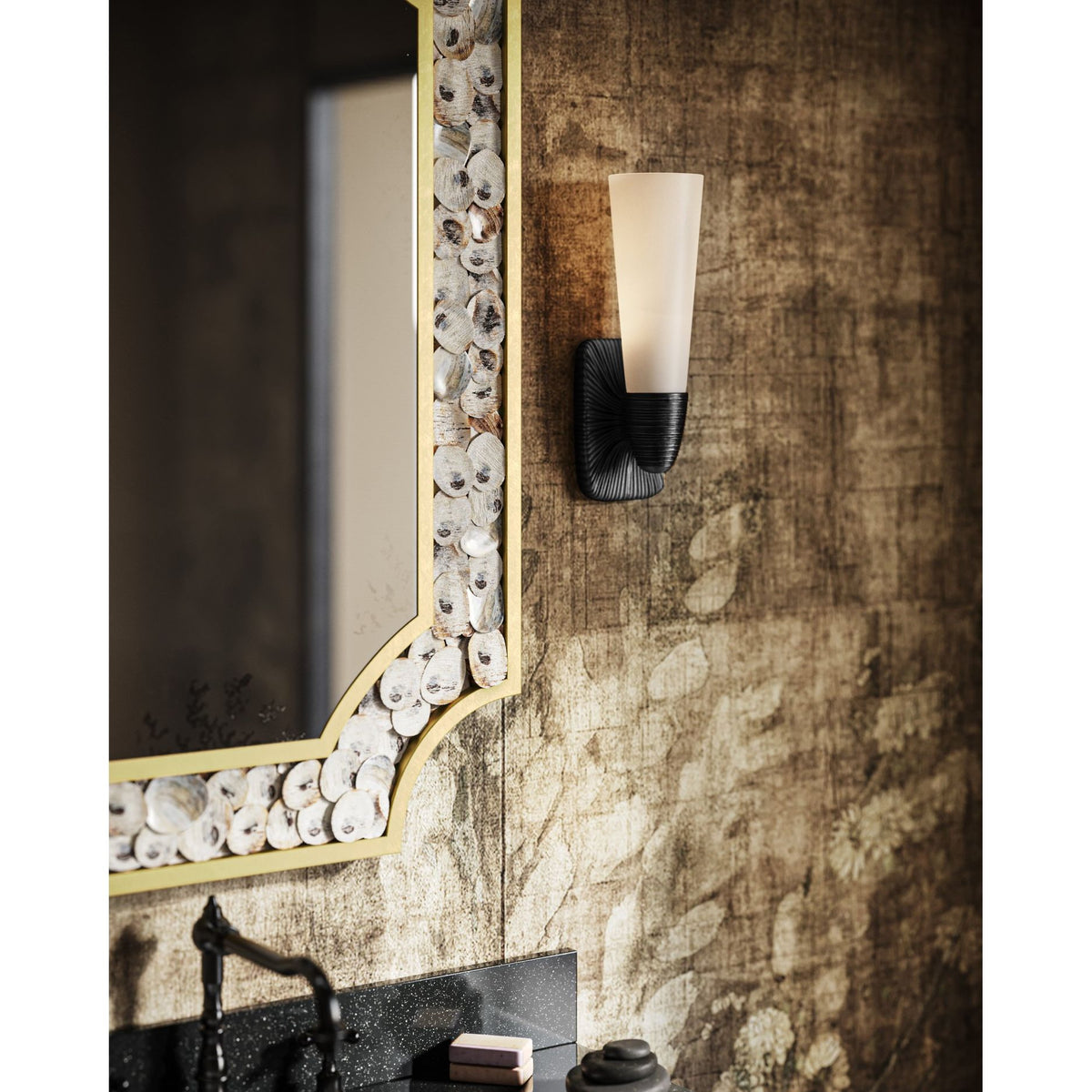 Currey and Company - 5800-0068 - One Light Wall Sconce - Bonaz - Opaque White / Oil Rubbed Bronze