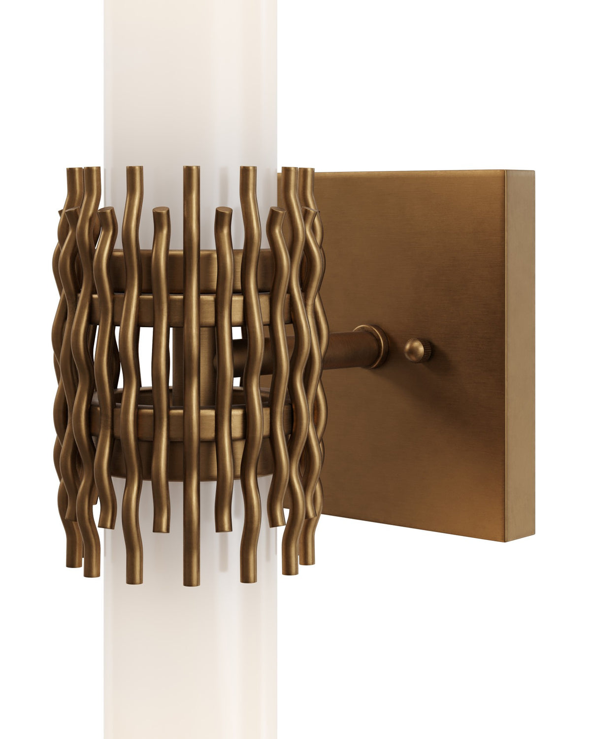 Currey and Company - 5800-0069 - Two Light Wall Sconce - Brietta - Opaque White / Antique Brass