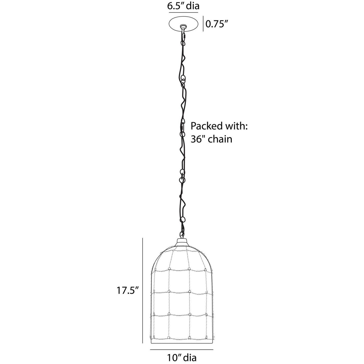 Arteriors - DPI14 - Une lumière Suspension - Jordan - Givré
