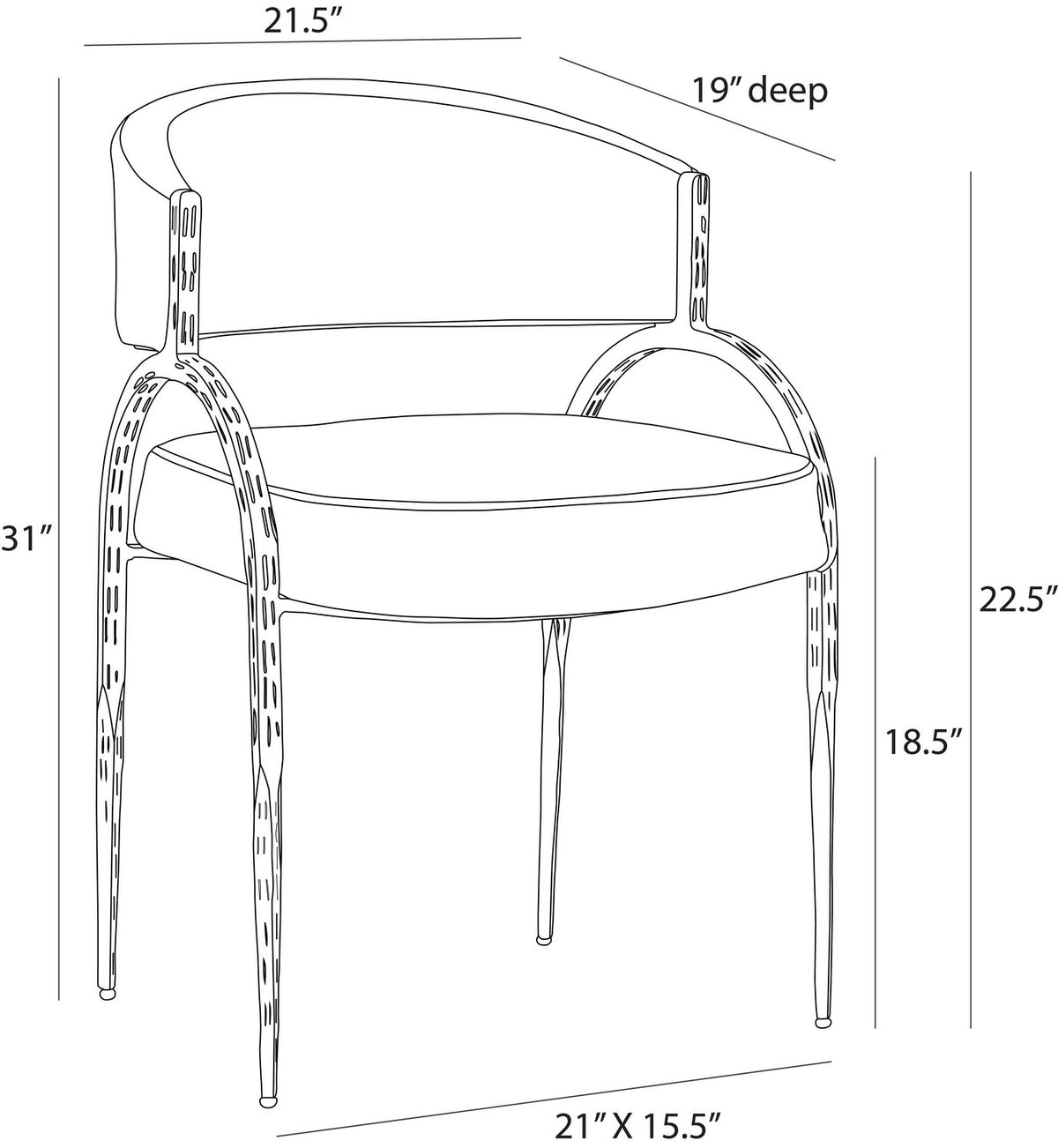 Arteriors FRI28 Bahati Chair in Midnight Grey