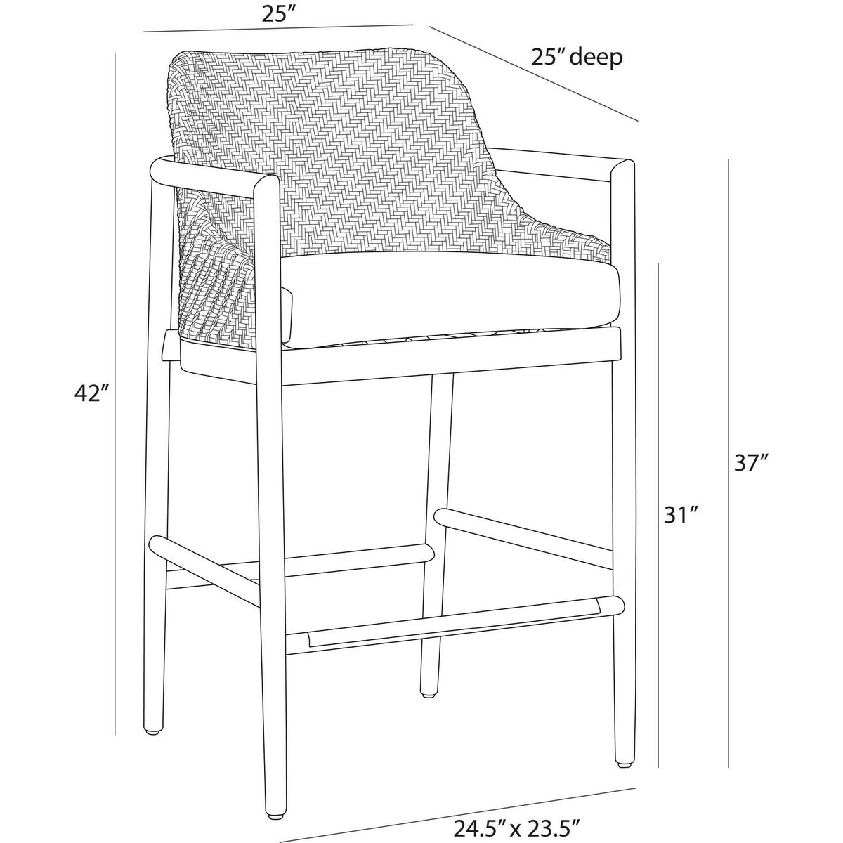 Arteriors - FSS12 - Tabouret de bar d'extérieur - Chilton - Perle
