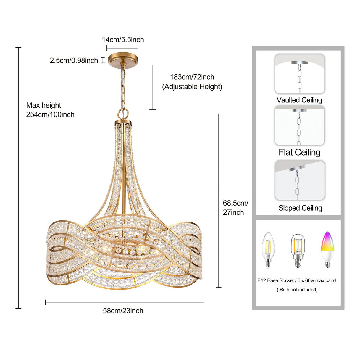 Arabela Lighting - 85231-6 - Six Light Chandelier - Anastasia - Lacquered Gold