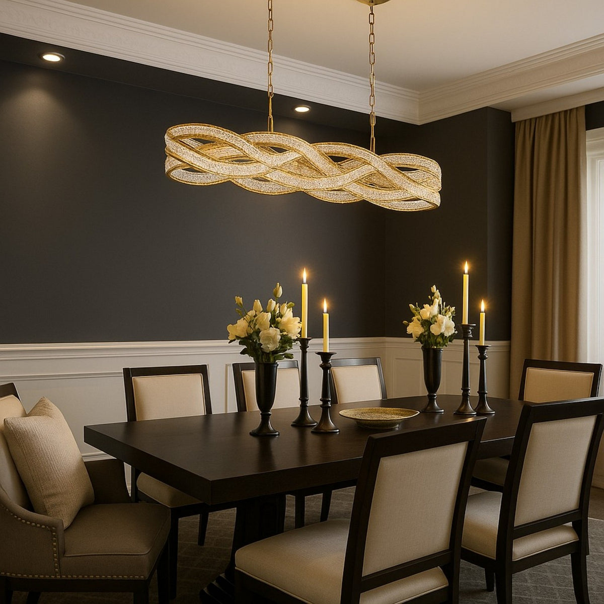 Arabela Lighting - 85234-8 - Eight Light Linear Chandelier - Anastasia - Lacquered Gold