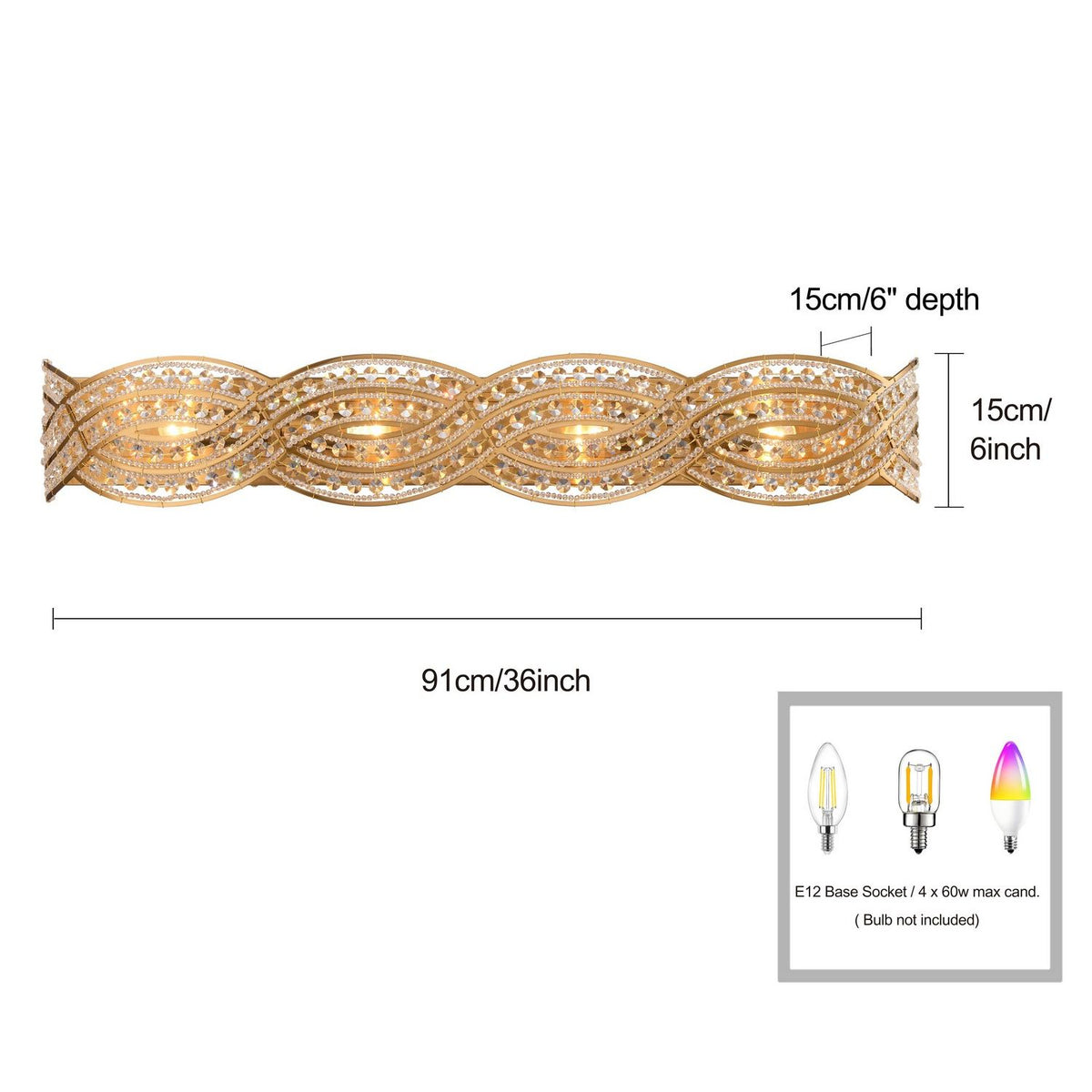 Arabela Lighting - 85237-4 - Four Light Vanity - Anastasia - Lacquered Gold