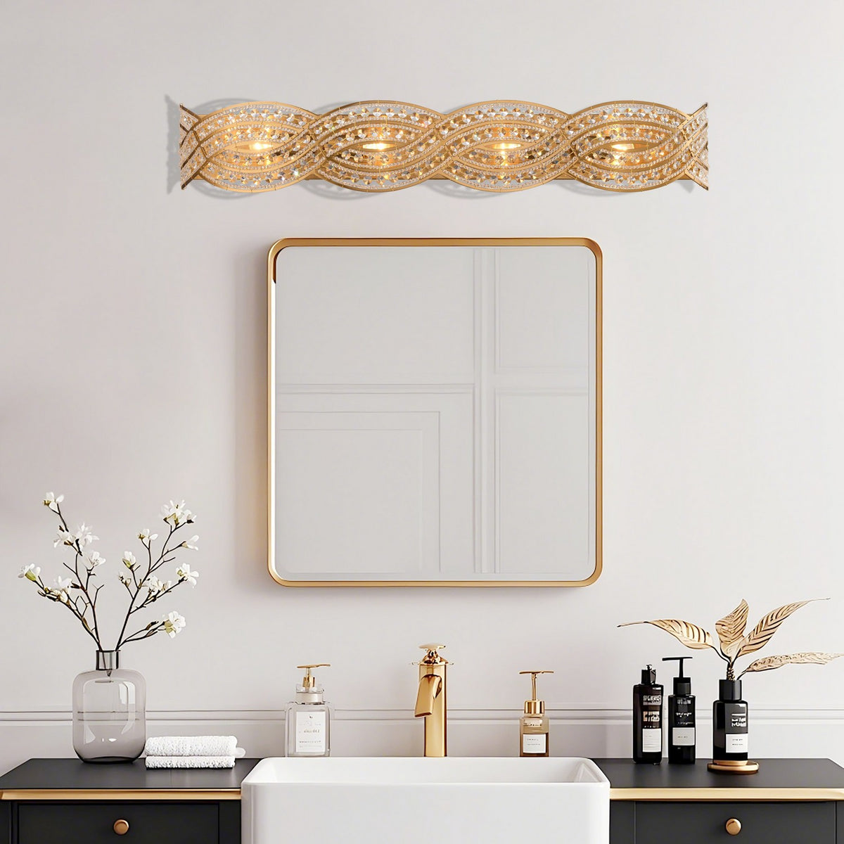 Arabela Lighting - 85237-4 - Four Light Vanity - Anastasia - Lacquered Gold
