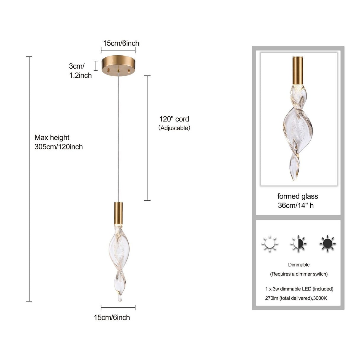 Arabela Lighting - 85211-1 - LED Pendant - Aurora - Natural Brass