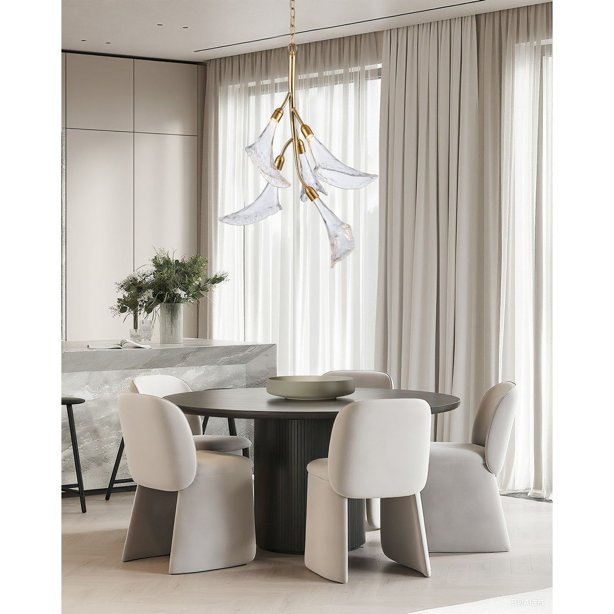 Arabela Lighting - 85193-5 - LED Chandelier - Calla - Natural Brass