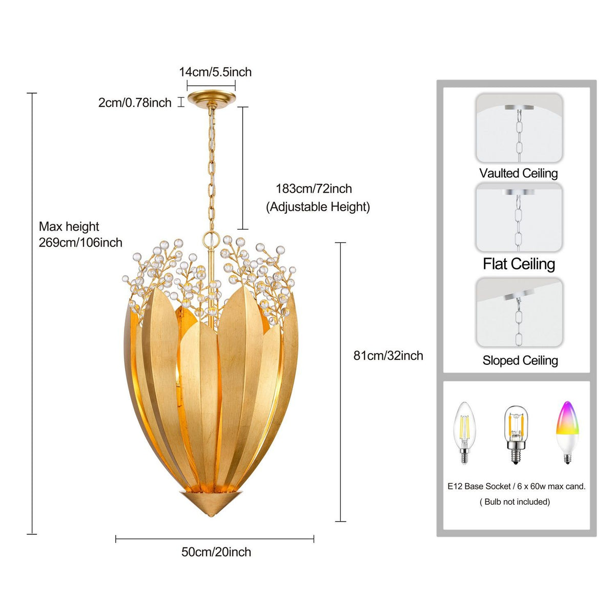 Arabela Lighting - 85131-6 - Six Light Chandelier - Callista - Antique Gold Leaf