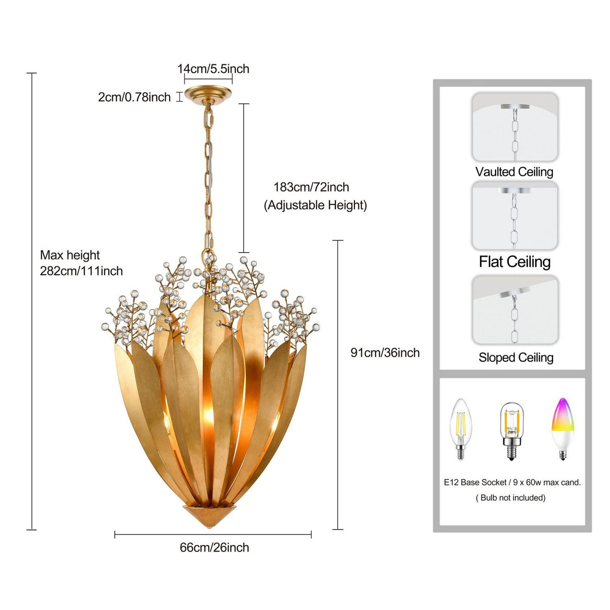 Arabela Lighting - 85132-9 - Nine Light Chandelier - Callista - Antique Gold Leaf