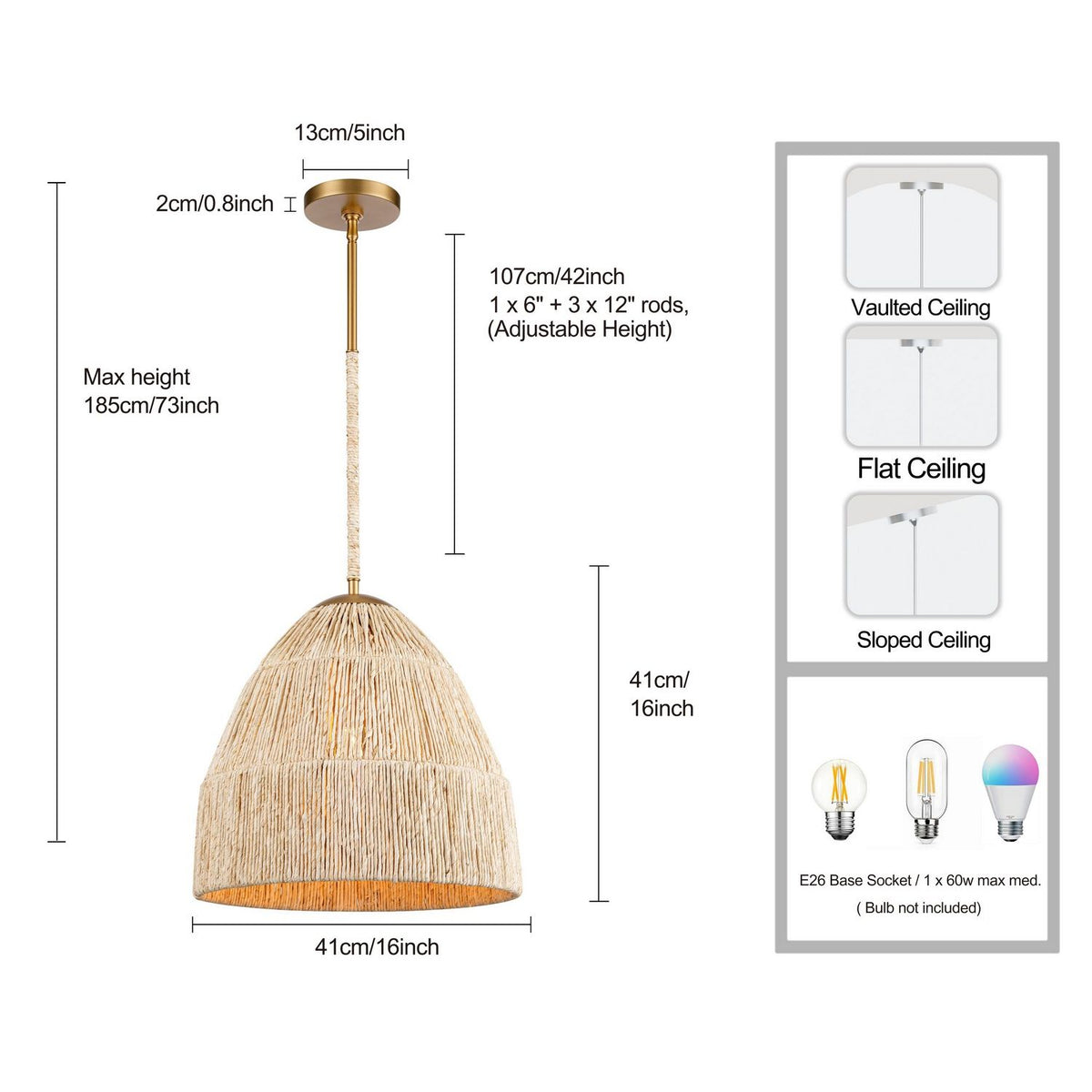 Arabela Lighting - 85113-1 - One Light Pendant - Copa - Natural Brass