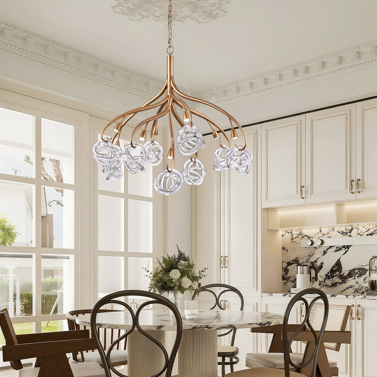 Arabela Lighting - 85182-9 - LED Chandelier - Freeform - Antique Gold Leaf