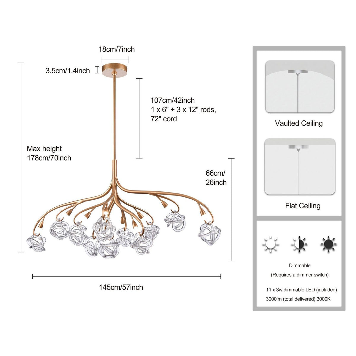 Arabela Lighting - 85183-11 - LED Chandelier - Freeform - Antique Gold Leaf