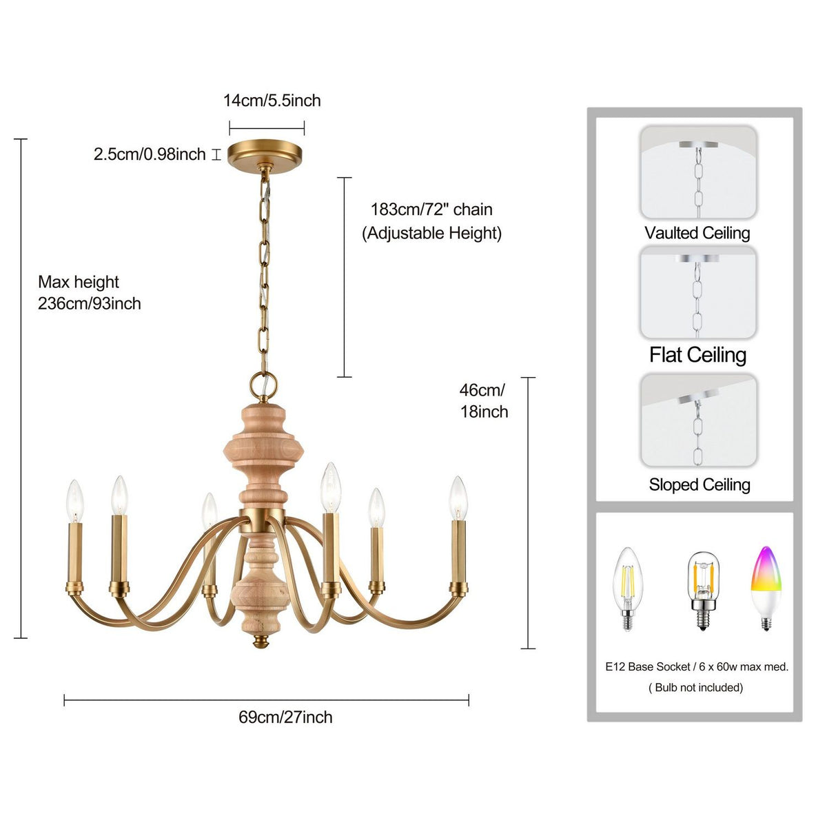 Arabela Lighting - 85141-6 - Six Light Chandelier - French Country - Natural Brass