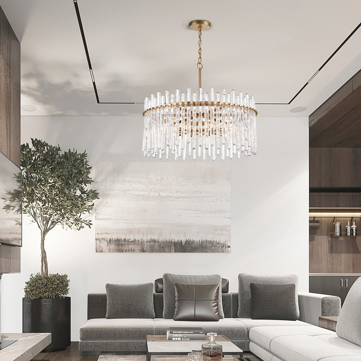 Arabela Lighting - 85101-8 - Eight Light Pendant - Icicles - Natural Brass