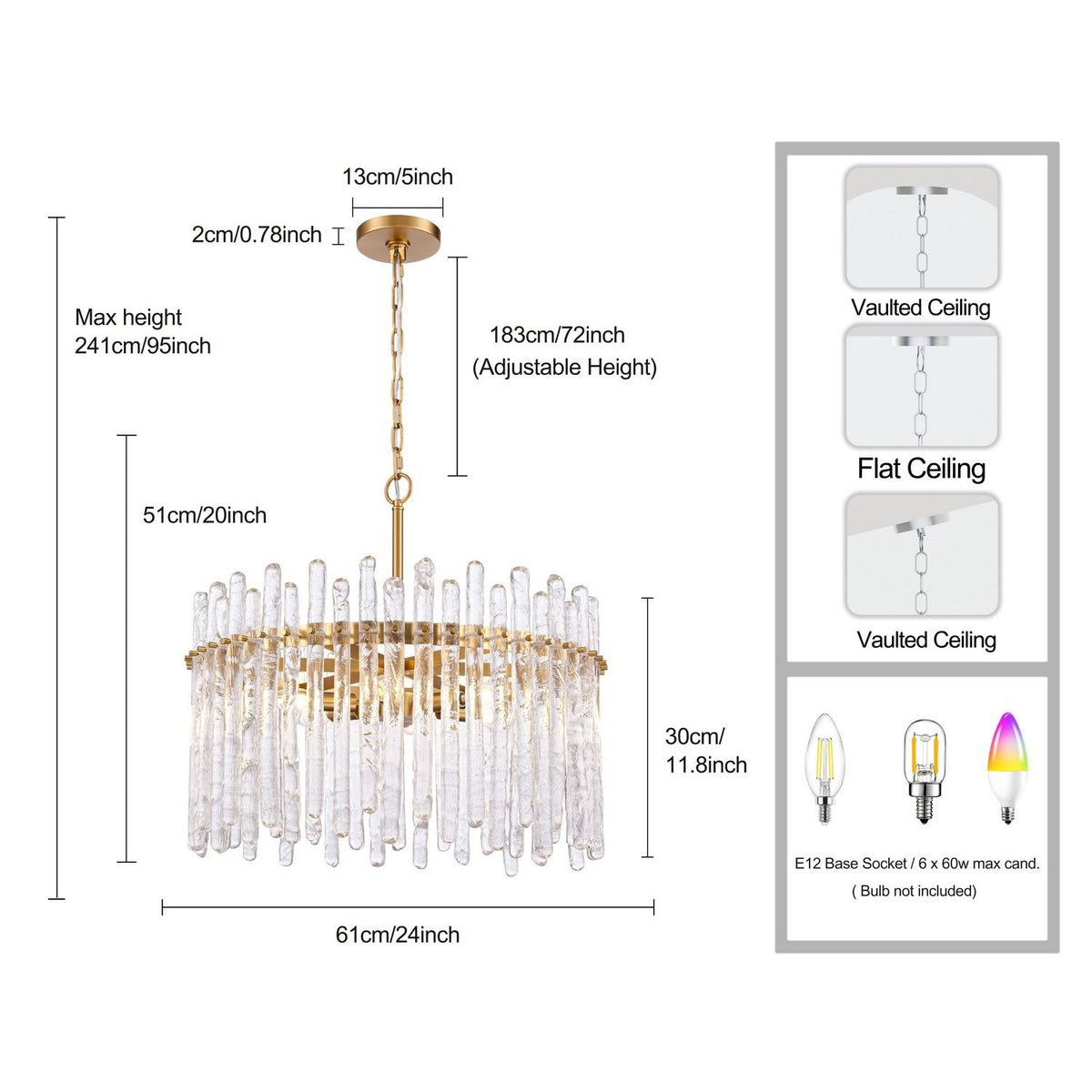 Arabela Lighting - 85102-6 - Six Light Pendant - Icicles - Natural Brass