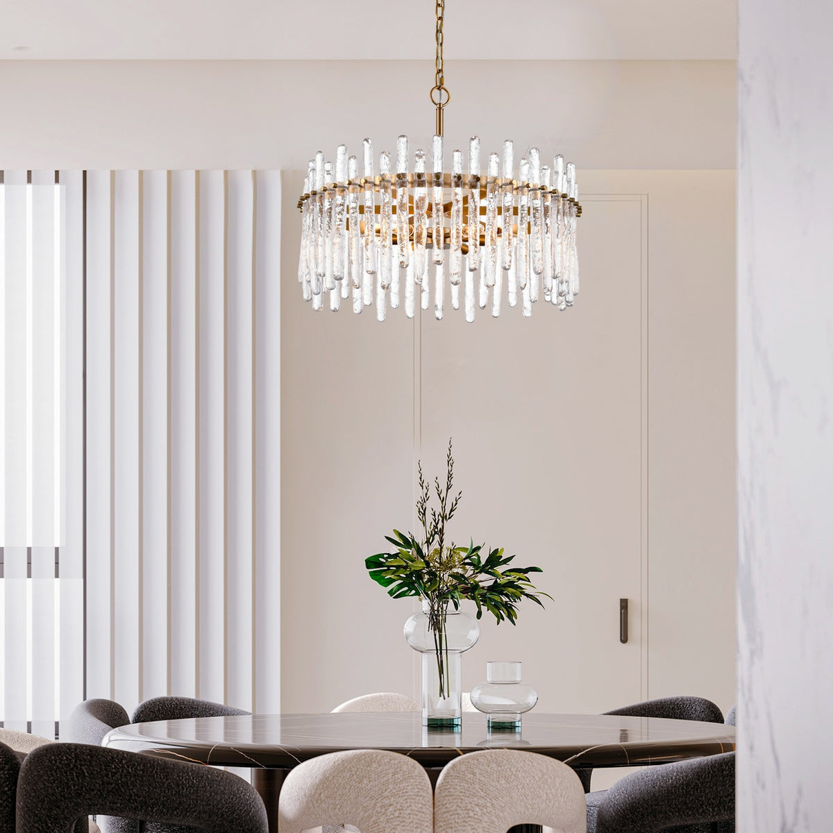 Arabela Lighting - 85102-6 - Six Light Pendant - Icicles - Natural Brass