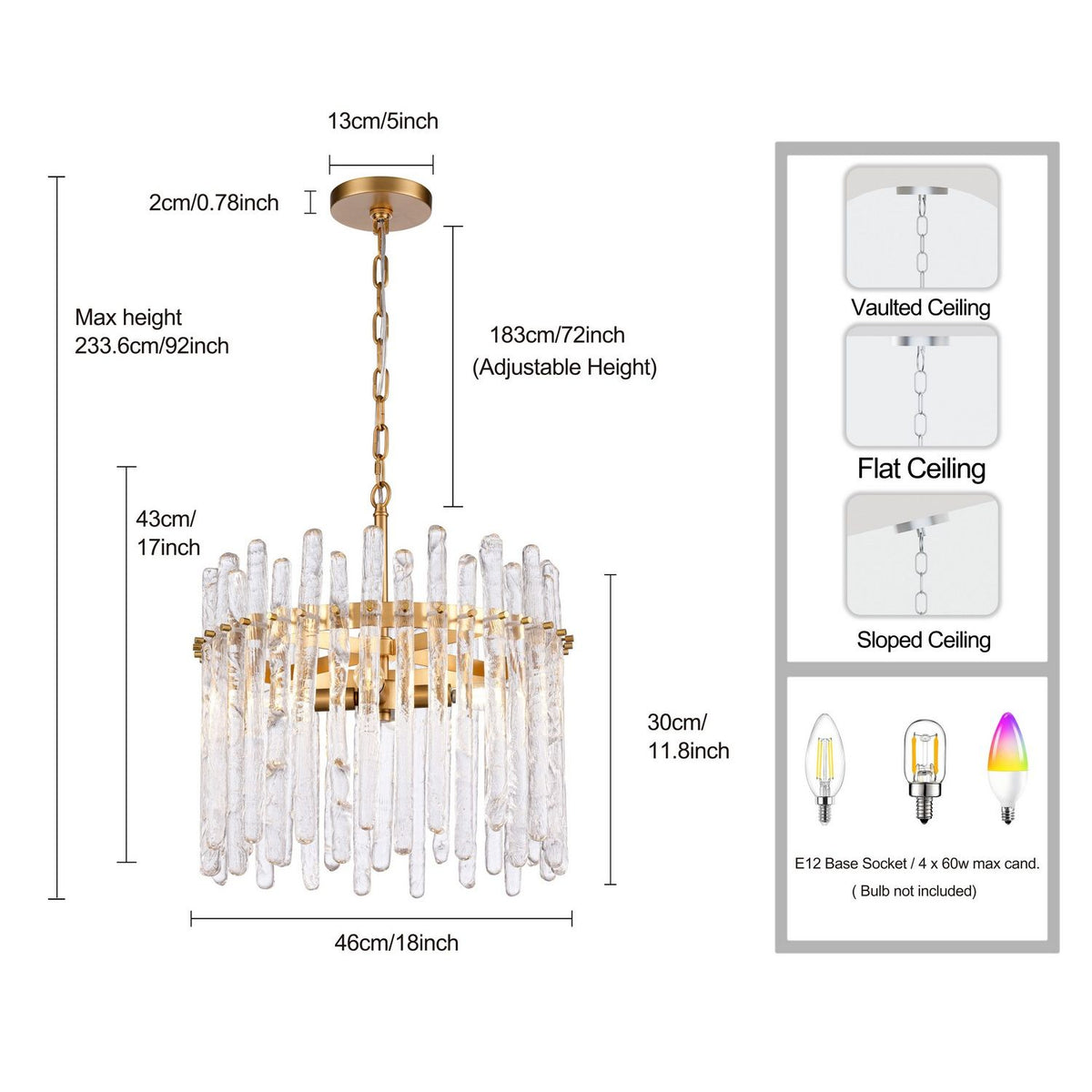 Arabela Lighting - 85103-4 - Four Light Pendant - Icicles - Natural Brass