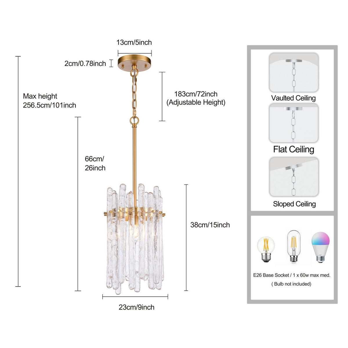Arabela Lighting - 85104-1 - One Light Pendant - Icicles - Natural Brass