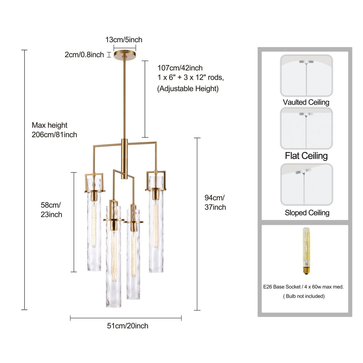 Arabela Lighting - 85241-4 - Four Light Chandelier - Jayden - Lacquered Gold