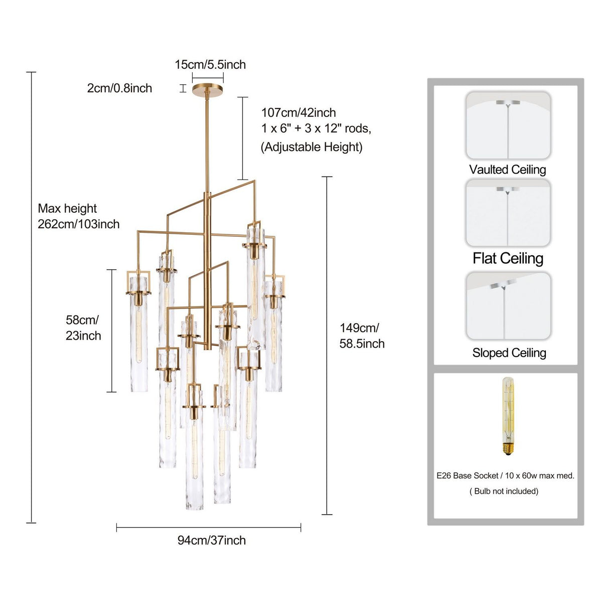 Arabela Lighting - 85243-10 - Ten Light Chandelier - Jayden - Lacquered Gold