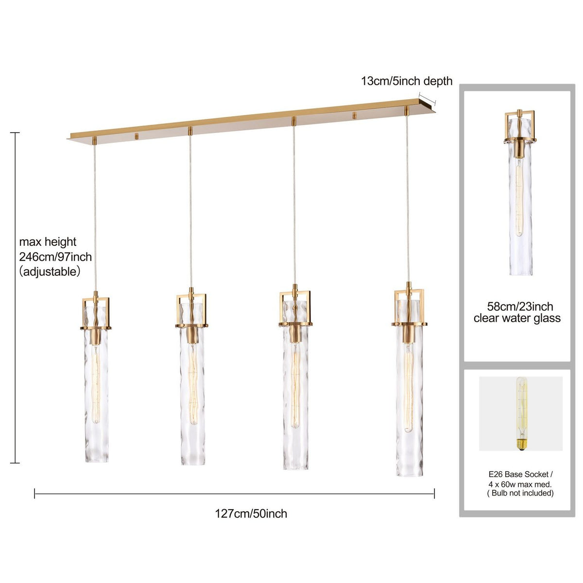 Arabela Lighting - 85245-4 - Four Light Linear Chandelier - Jayden - Lacquered Gold
